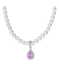 Anna Zuckerman Princess Di Pearl Necklace in Argyle Pink