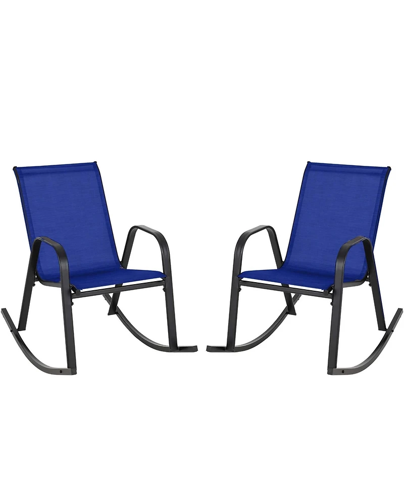 2pcs Patio Rocking Chair Heavy-Duty Metal Rocker Outdoor Anti-Slip