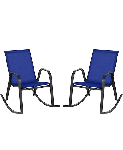 2pcs Patio Rocking Chair Heavy-Duty Metal Rocker Outdoor Anti-Slip