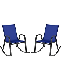 2pcs Patio Rocking Chair Heavy-Duty Metal Rocker Outdoor Anti-Slip