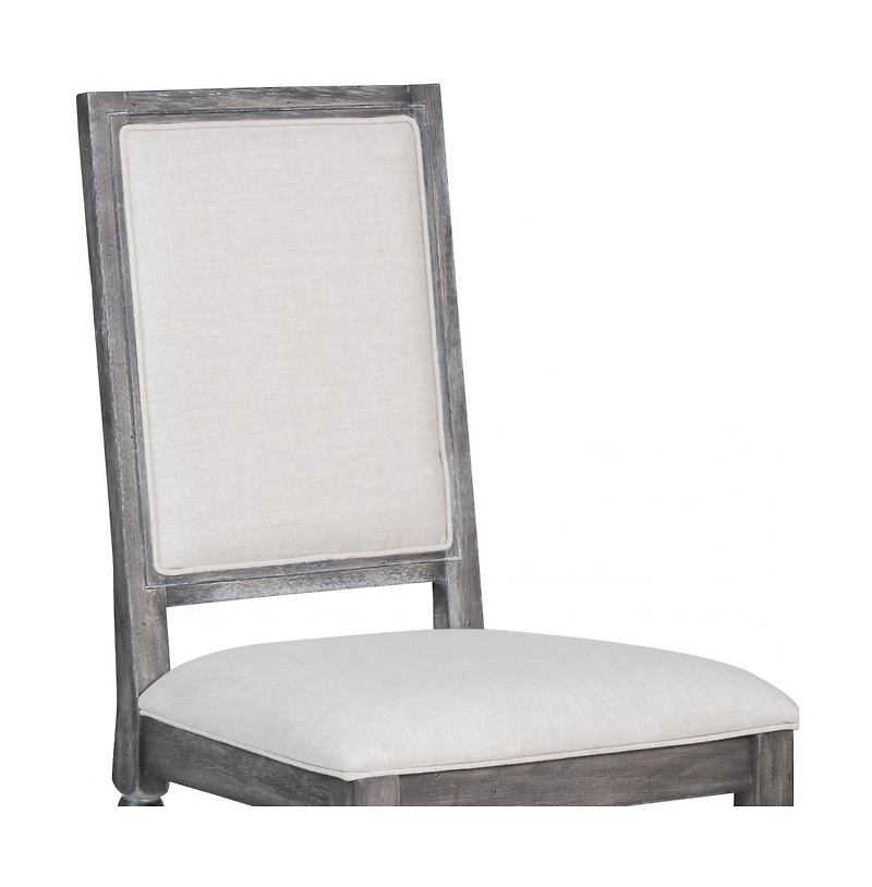 Set of Two Upholstered Linen Dining Side Chairs
