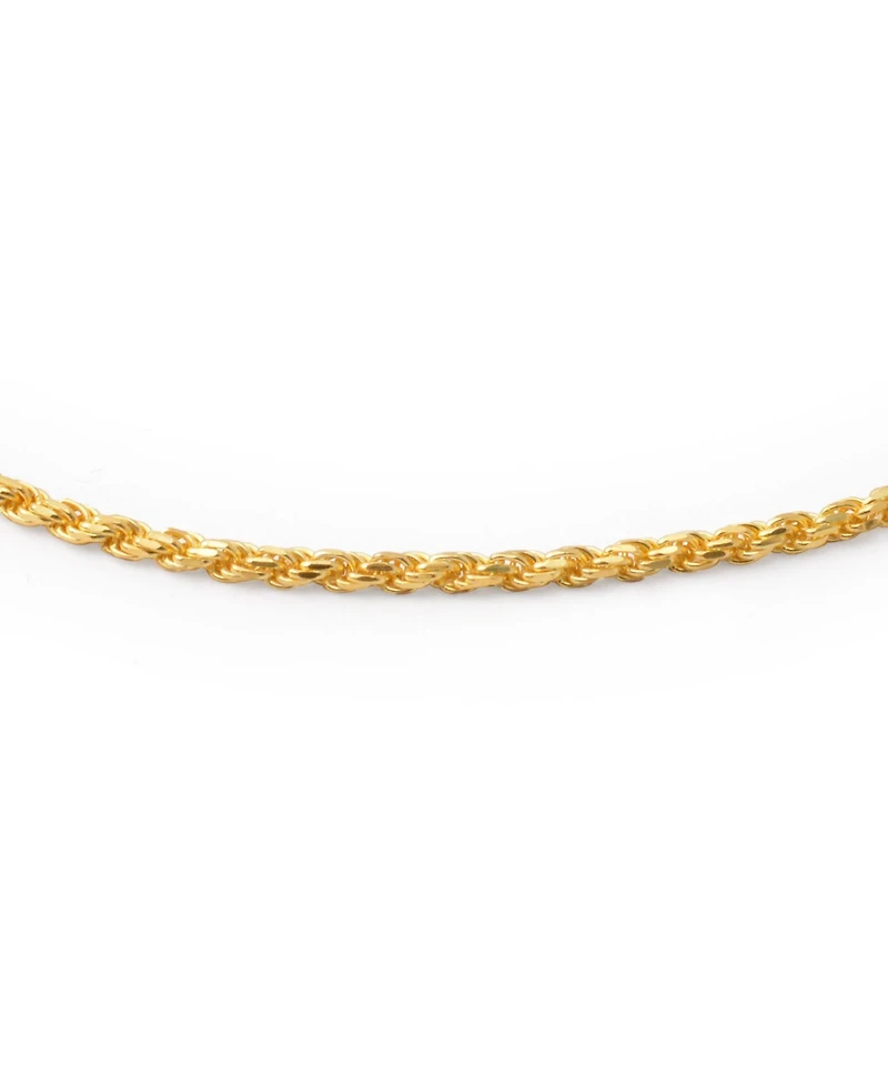 Bling Jewelry Strong Cable Rope Chain Anklet Strand Ankle Bracelet Yellow Gold Plated .925 Sterling Silver