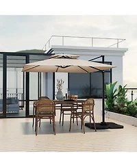 Gymax Patio 9.5FT Square Cantilever Offset Umbrella Double Vented 360° Heavy Duty