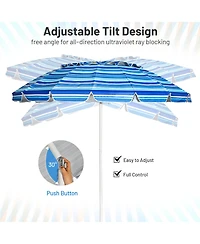 Gymax 8ft Beach Umbrella Outdoor Patio Garden w/ Carrying Bag Sand Anchor