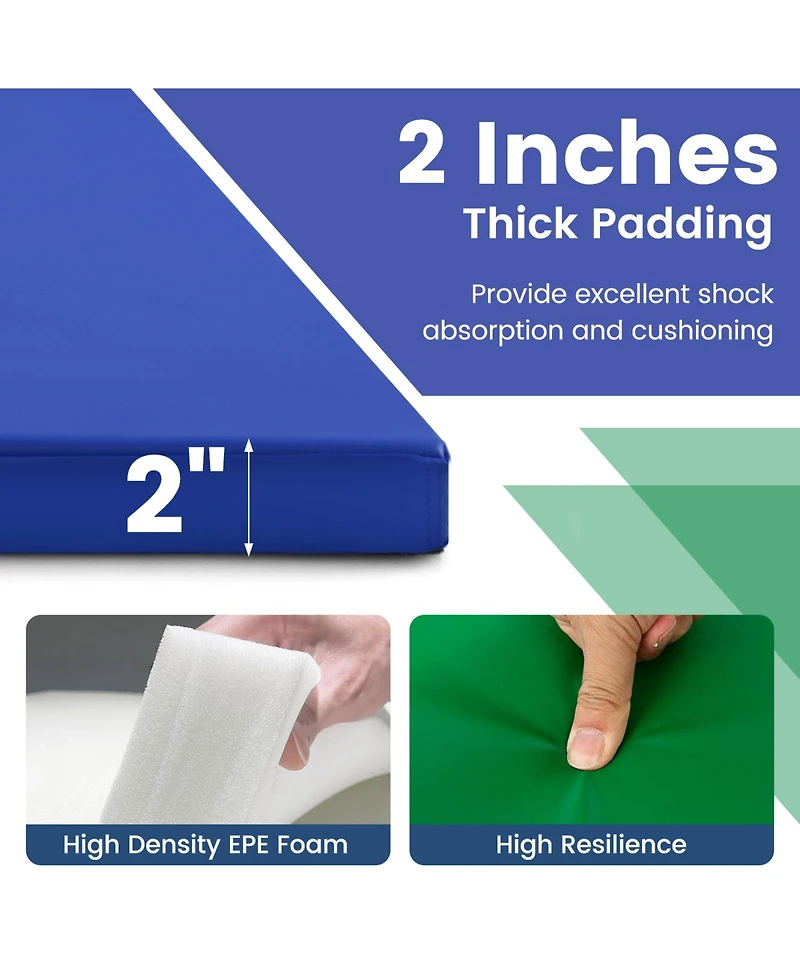 4-Panel Pu Leather Folding Exercise Mat with Carrying Handles-Multicolor