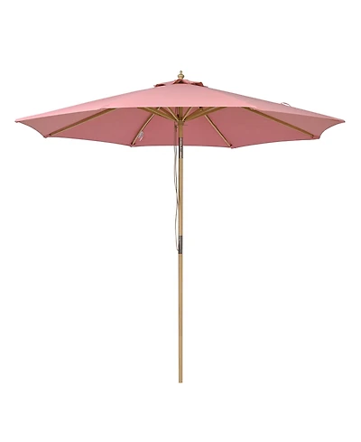 LAGarden 9Ft Patio Boho Market Patio Umbrella 260GSM Acrylic Fabric 5-Year-Non-Fading Resort Outdoor Market Cheery Pink