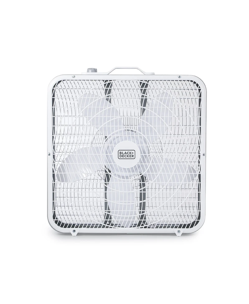 Black+Decker Box Fan with 3 Speed Settings, 20” Box Fan with Carrying Handle, Rotary Knob and Recessed Cord Storage, Portable Fan and Cooling F