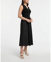 Ellen Tracy Women's Sleeveless Polo Collar Twofer Dress