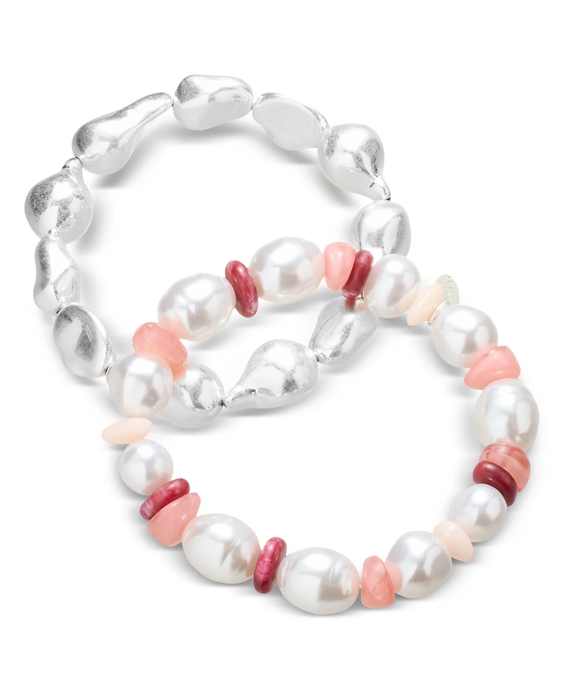 Style & Co 2-Pc. Imitation Pearl & Bead Stretch Bracelet Set, Macy's Exclusive