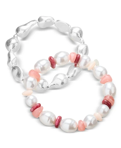 Style & Co 2-Pc. Imitation Pearl & Bead Stretch Bracelet Set, Macy's Exclusive