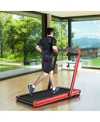 4.75HP 2 In 1 Folding Treadmill with Remote App Control-Red