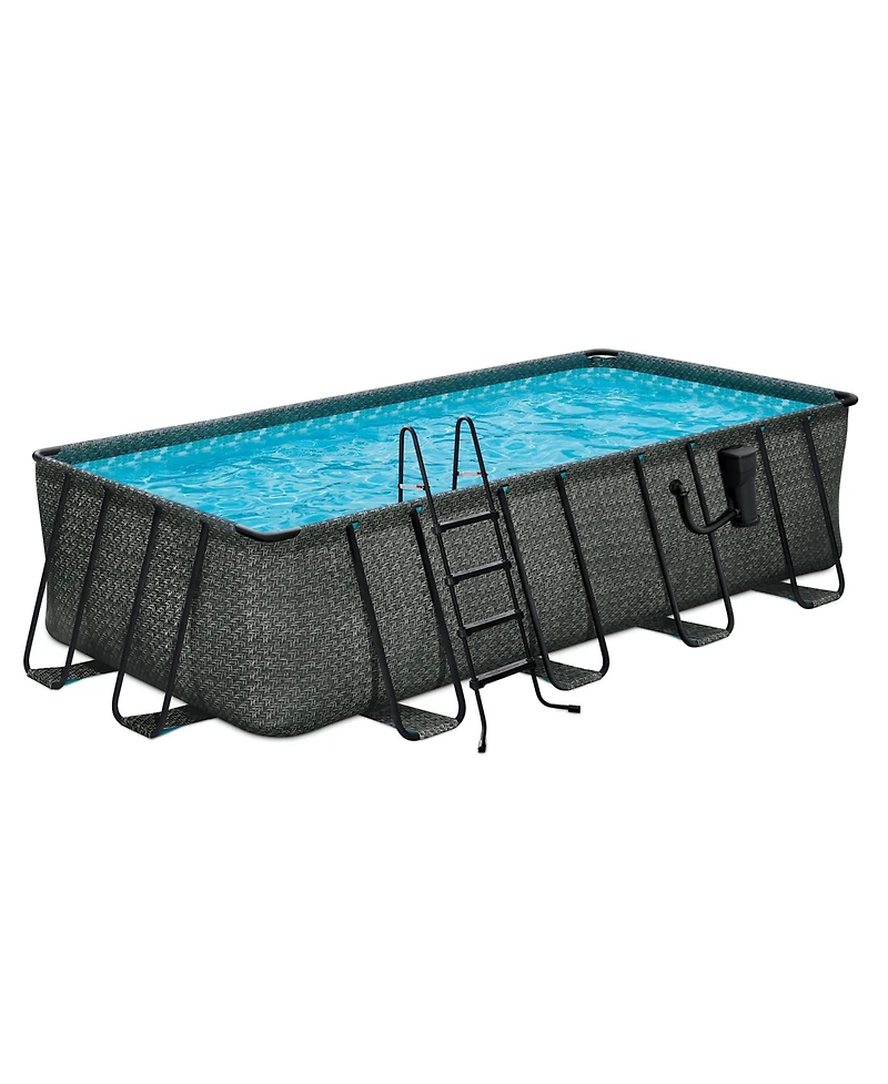 Funsicle 18' x 9' x 52" Oasis Rectangle Outdoor Above Ground Swimming Pool, Gray