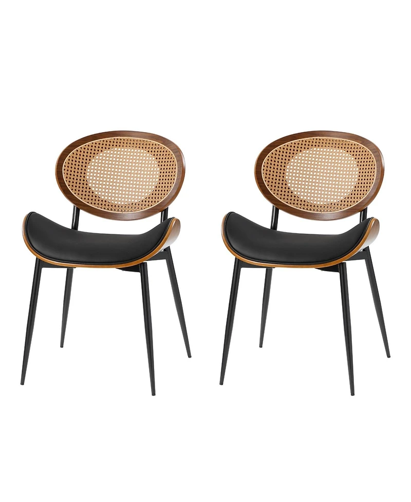 Ema Modern Dining Chair with Curved Wood Backrest,Set of 2