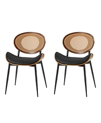Ema Modern Dining Chair with Curved Wood Backrest,Set of 2