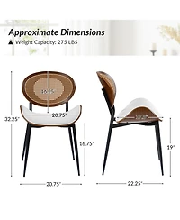 Ema Modern Dining Chair with Curved Wood Backrest,Set of 2