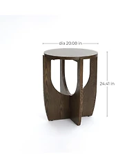 LuxenHome 20-Inch Round Wood Side Table with Walnut Finish