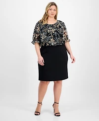 Connected Plus Printed Bodice Sheath Dress