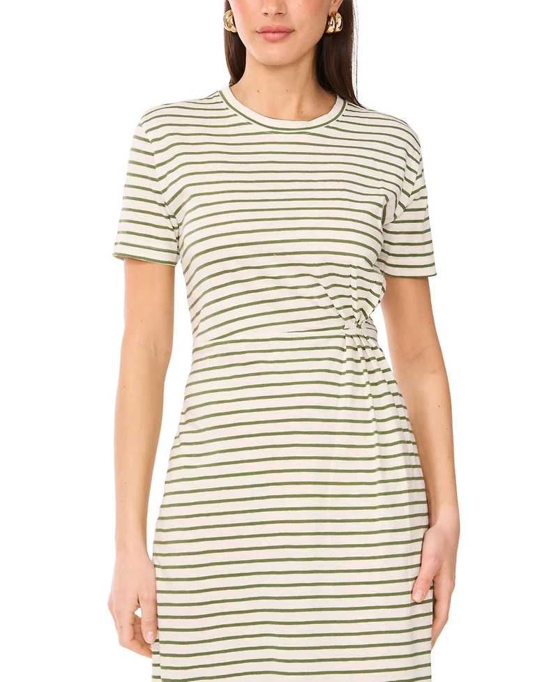 Vince Camuto Women's Cotton Striped Ruched Midi Dress