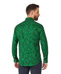 OppoSuits Men's Bright Berry Shirt - Perfect For Christmas Xmas Parties Including 1 Button-Up Green Long sleeve