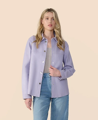 Furniq Uk Women's Leather Shirt Jacket, Created for Macy's