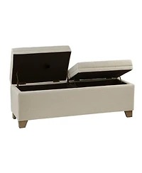 Upholstered Storage Bench with Tufted Split Top and Solid Wood Legs for Entryway or Bedroom-The Pop Home