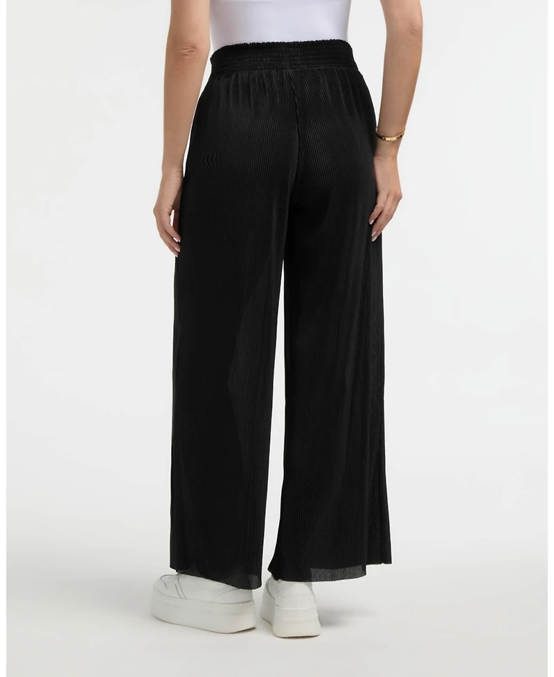 Ellen Tracy Women's Smocked Waist Wide Leg Plisse Pant