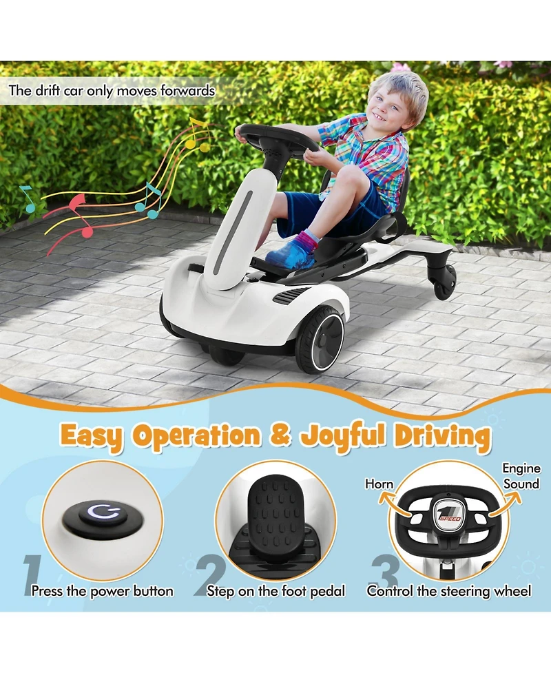 6V Kids Ride on Drift Car with 360° Spin and 2 Adjustable Heights