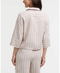 Ellen Tracy Women's 3/4 Sleeve Notch Collar Top