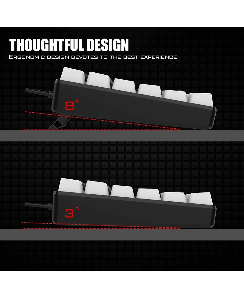 Wired Gaming Keyboard,84 key Rgb Luminescent pluggable cable keyboard character Luminescent color keyboard (Black)