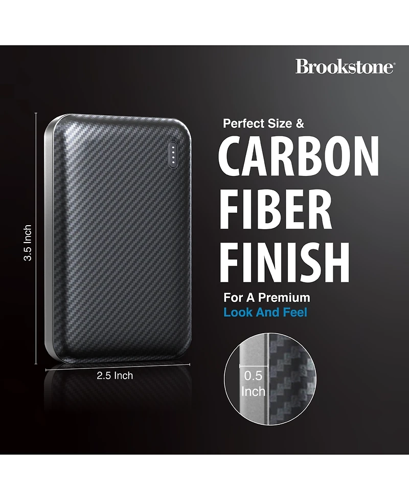 Brookstone 5,000mAh Carbon Fiber Multi-Port Slim Power Bank