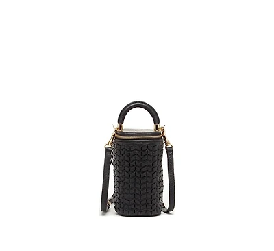 Susu Mini Purse Leather Black Crossbody Bag Weave Small Bucket Bag Women's Handbag