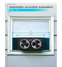 Black+Decker 9" Dual Window Fan for Window Screen with 2 Speed Settings, Twin Window Fan, Black
