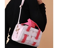 Haute Sauce Women's The Weave Camera Mini Sling Bag - Fuchsia Pink & Ivory White