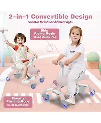 2-in-1 Kids Ride-on Push Car with Led Lighted Wheels