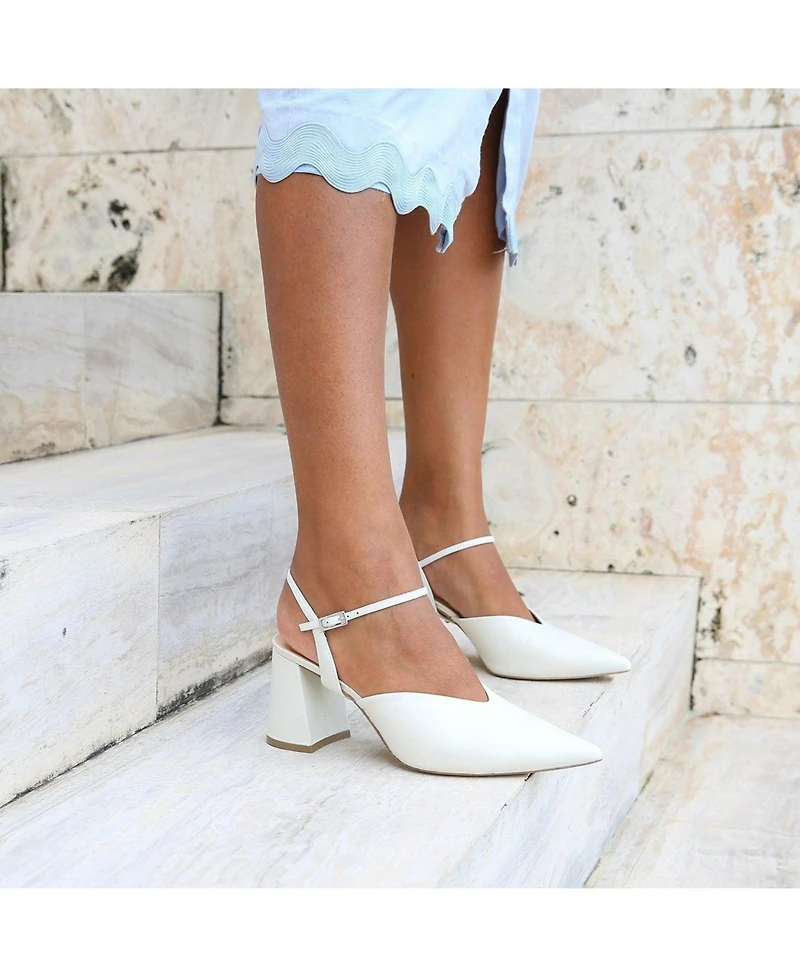 Alterre Women's Amal White Customizable Bridal V Mule