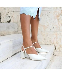 Alterre Women's Amal White Customizable Bridal V Mule