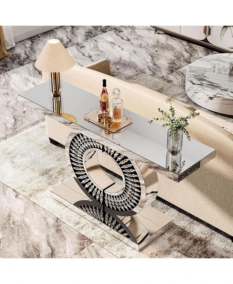 Tribesigns 43-Inch Silver Console Table, Entryway Table with Mirror Finish for Entrance, Living Room, Hallway