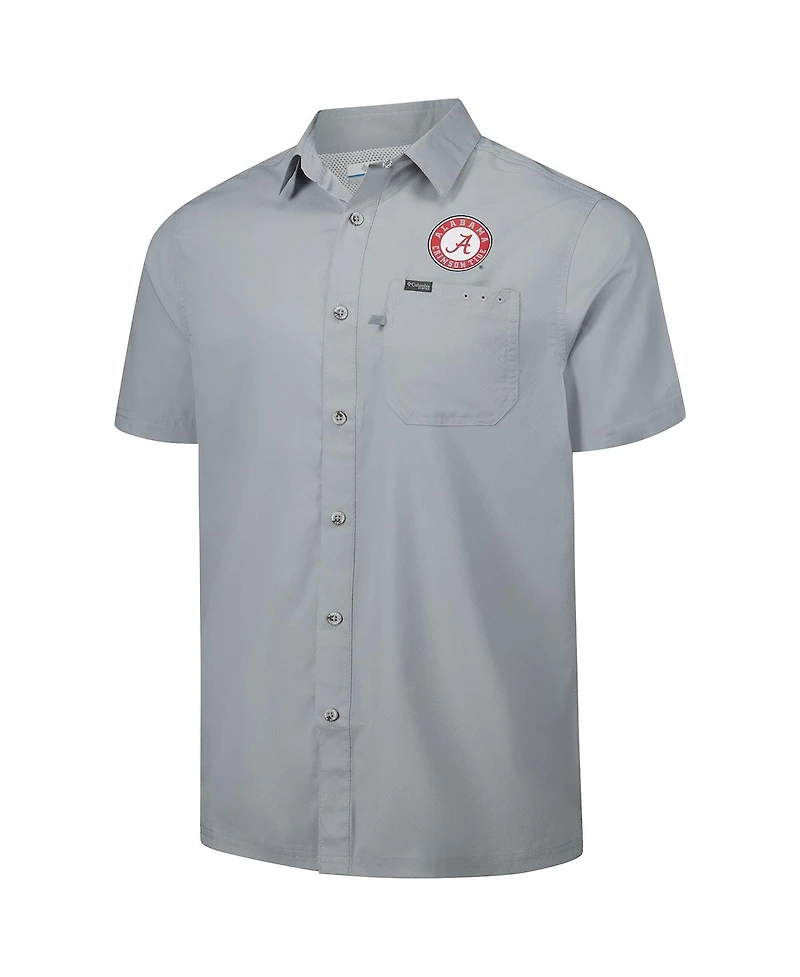 Columbia Men's Gray Alabama Crimson Tide Pfg Slack Omni-Shade Button-Up Camp Shirt