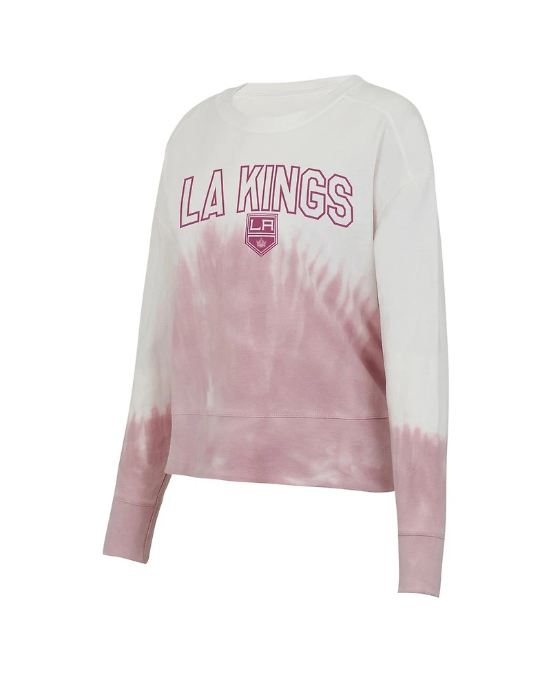 Concepts Sport Women's Pink/White Los Angeles Kings Orchard Tie-Dye Long Sleeve T-Shirt