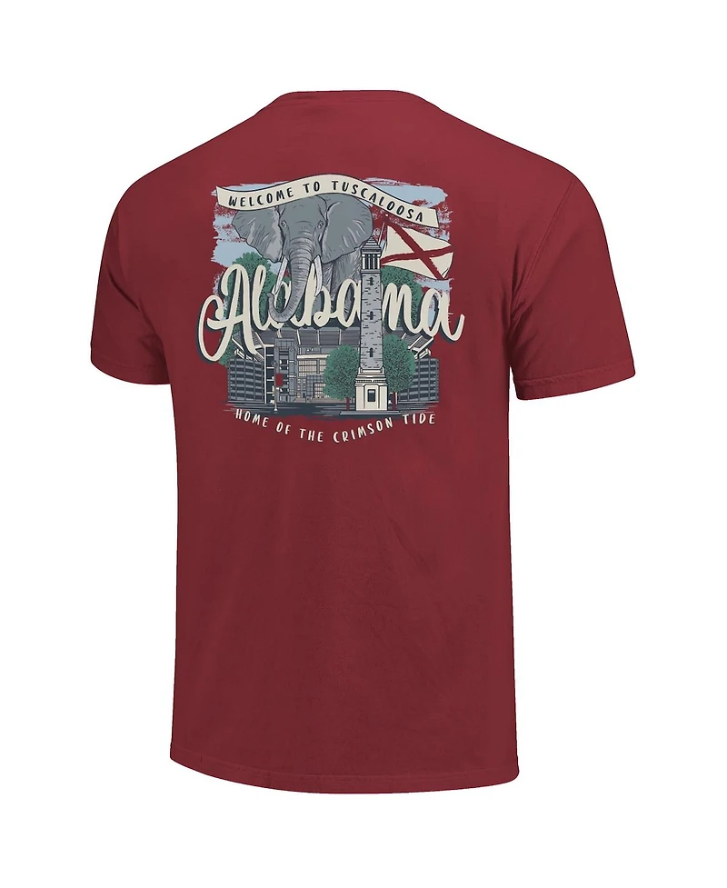 Image One Women's Crimson Alabama Tide Comfort Colors Campus Scene Drawing Script T-Shirt