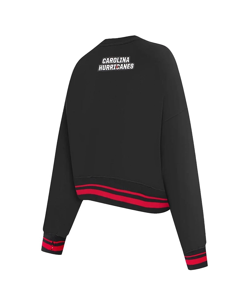 Pro Standard Women's Black Carolina Hurricanes Area Code Cropped Pullover Sweatshirt