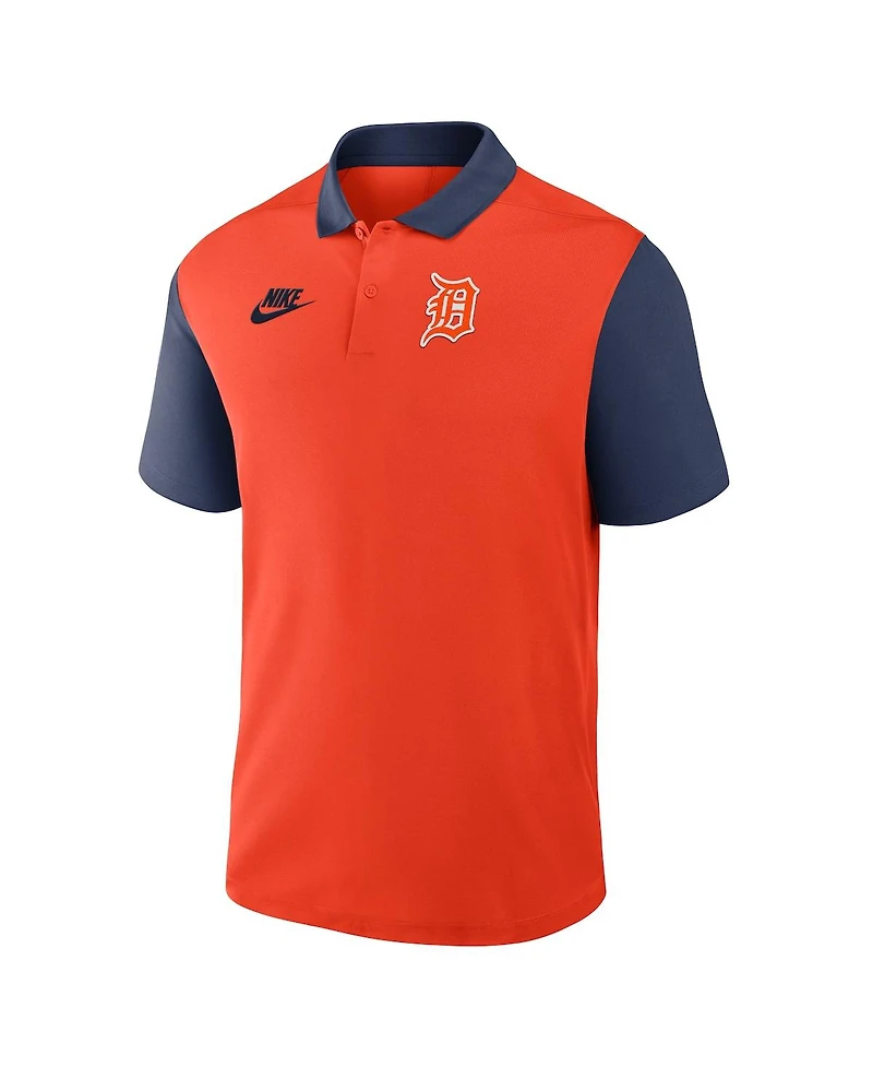 Nike Men's Orange/Navy Detroit Tigers Cooperstown Collection Color Block Victory Performance Polo Shirt