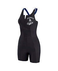 Wear By Erin Andrews Women's Black Los Angeles Dodgers Bodycon Quarter-Zip Romper