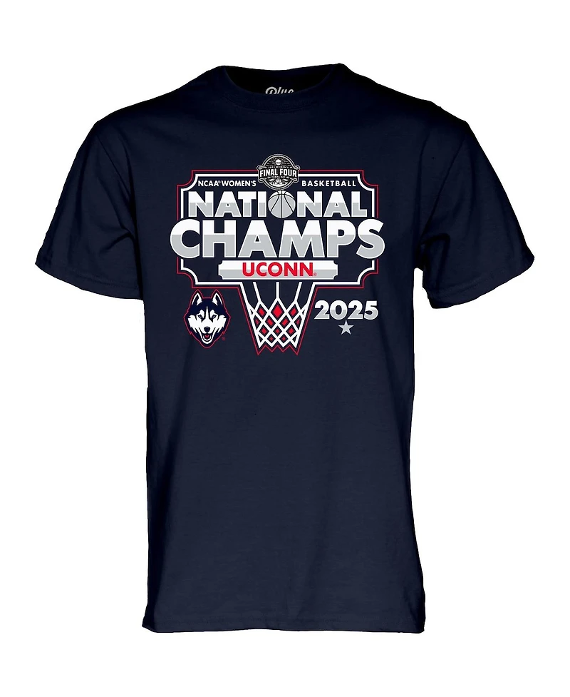 Blue 84 Big Boys and Girls Navy UConn Huskies 2025 Ncaa Women's Basketball National Champions Bracket T-Shirt