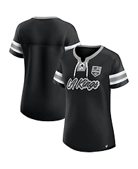 Fanatics Women's Black Los Angeles Kings Iconic Athena Lace-Up T-Shirt