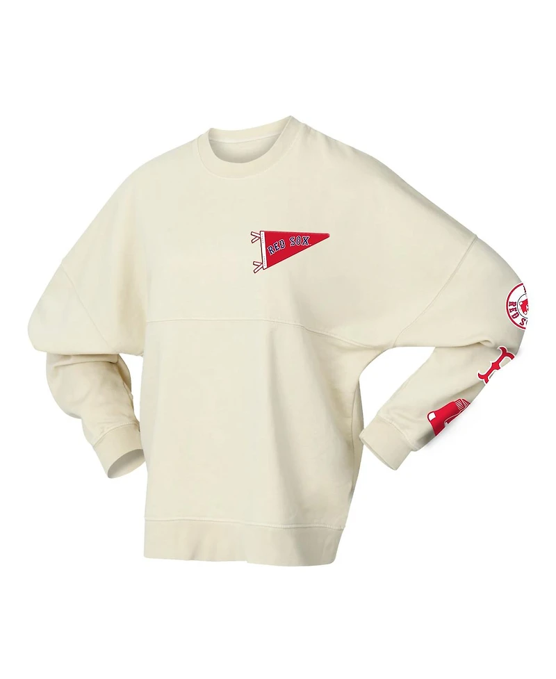 Fanatics Women's Tan Boston Red Sox Pennant Flag Branded Fleece Pullover Sweatshirt