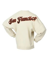 Fanatics Women's Tan San Francisco Giants Pennant Flag Branded Fleece Pullover Sweatshirt