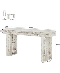 Tribesigns 63-Inch Long Console Table, Farmhouse Wooden Sofa Table Behind The Couch, Narrow Entryway Table for Entrance, Hallway, Living Room (Distres