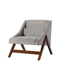 Elias Modern Accent Sloped Armrests Chair with Solid Wood Legs and A Lumbar Pillow