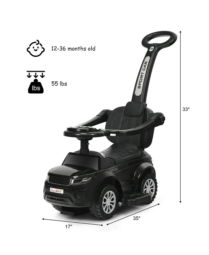 3 1 Ride on Push Car Toddler Stroller Sliding with Music
